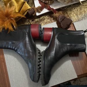 HALMANERA Boots. Rubber Sole. Red Wood Circular Heel. 39